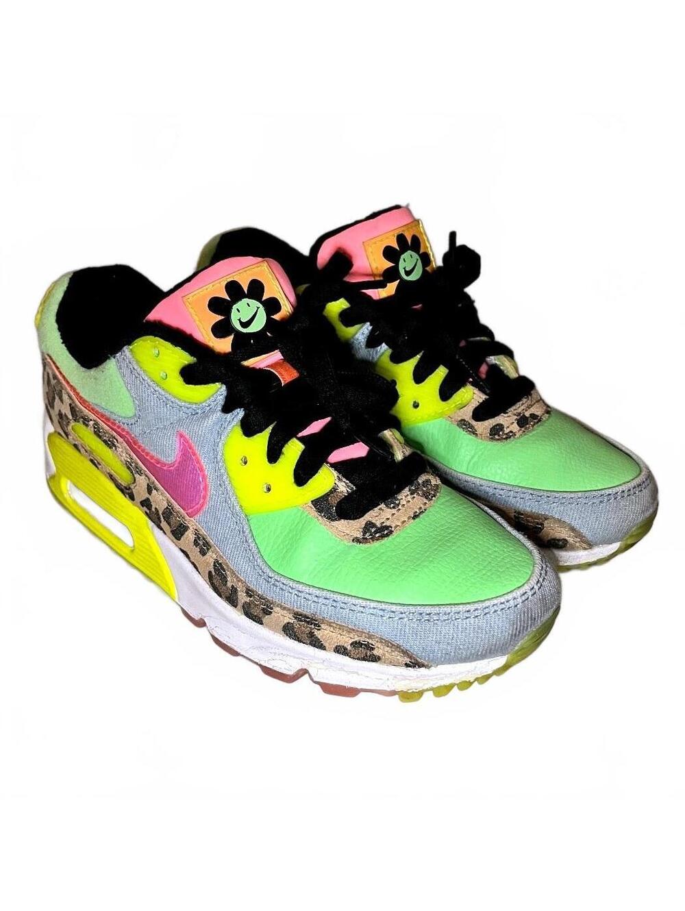 Nike Air Max 90 LX Denim Leopard Print “90s Dancefloor Green” Womens 7 - Picture 3 of 7